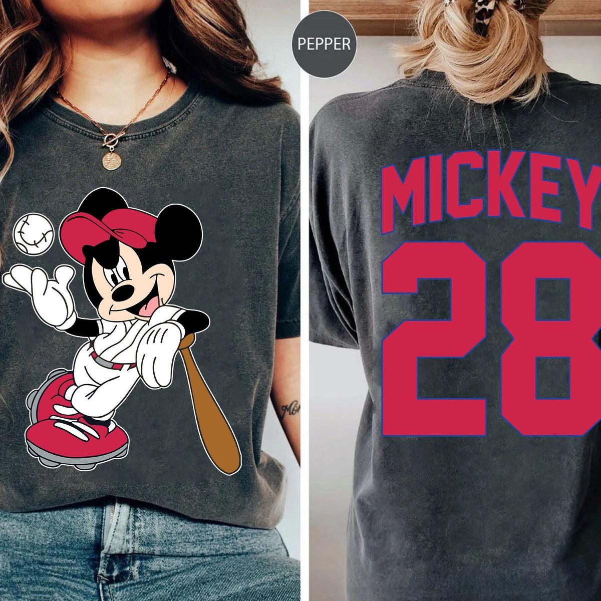 Two Sided Custom Name And Number Mickey Baseball Dad Mom Shirt 1