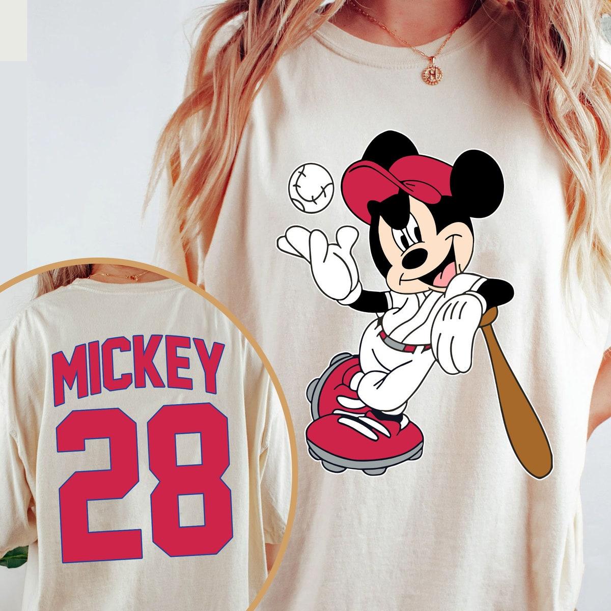 Two Sided Custom Name And Number Mickey Baseball Dad Mom Shirt 2