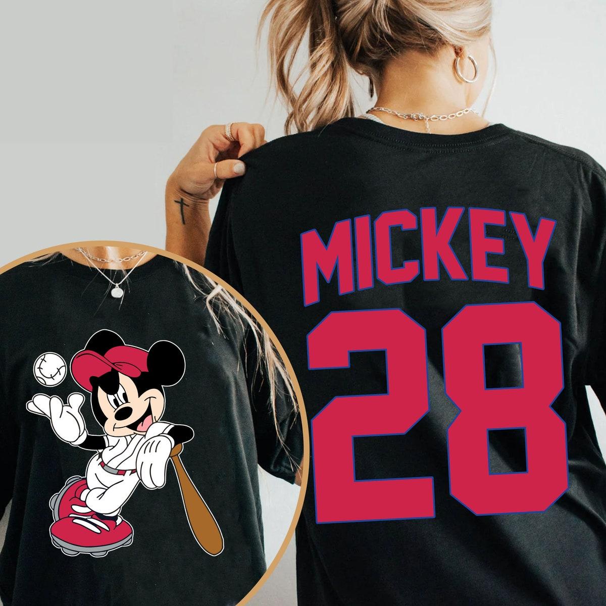 Two Sided Custom Name And Number Mickey Baseball Dad Mom Shirt 3