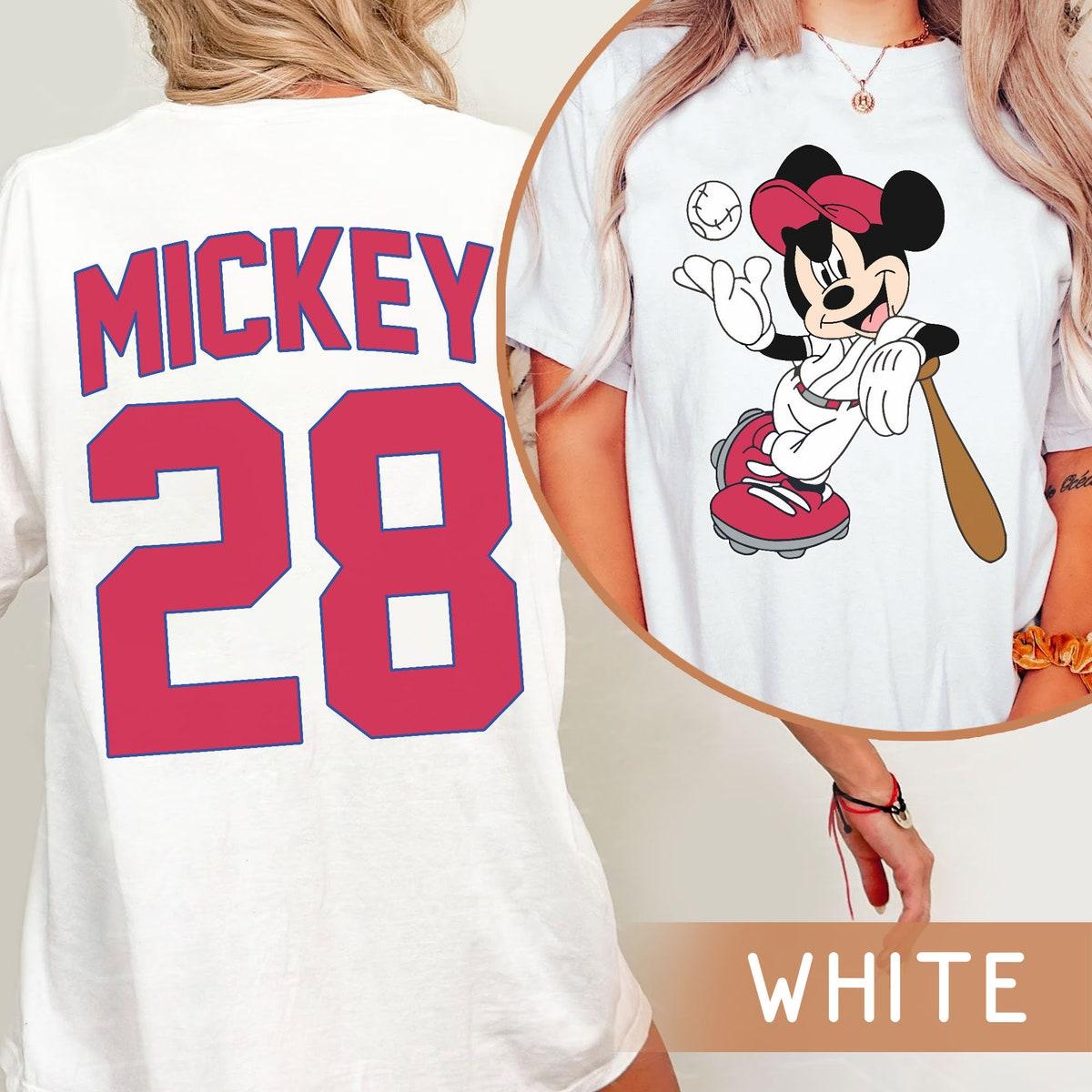 Two Sided Custom Name And Number Mickey Baseball Dad Mom Shirt 4