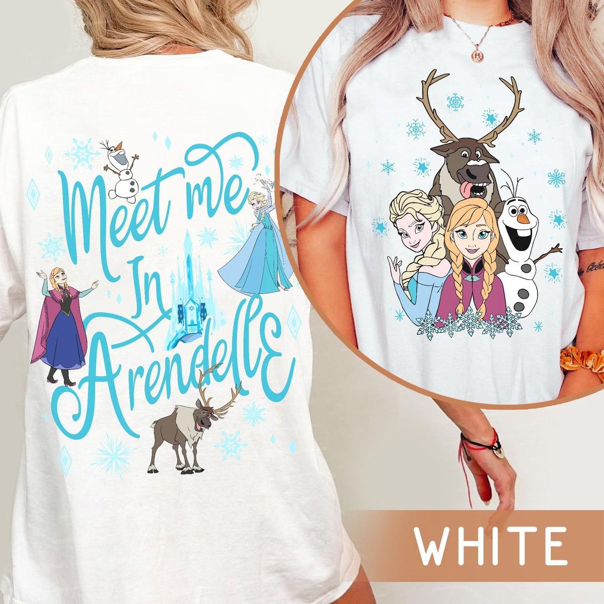 Two Sided Elsa Anna Olaf Sven Meet Me In Arendelle Shirt 2