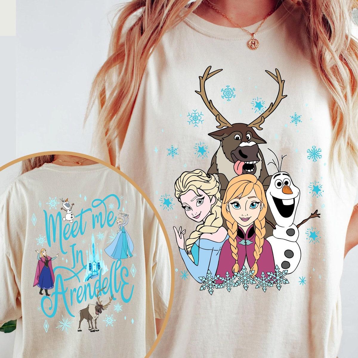 Two Sided Elsa Anna Olaf Sven Meet Me In Arendelle Shirt 3