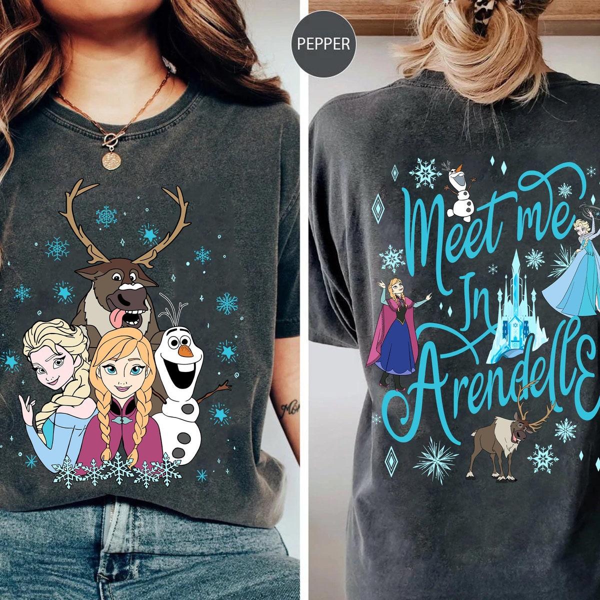 Two Sided Elsa Anna Olaf Sven Meet Me In Arendelle Shirt 4