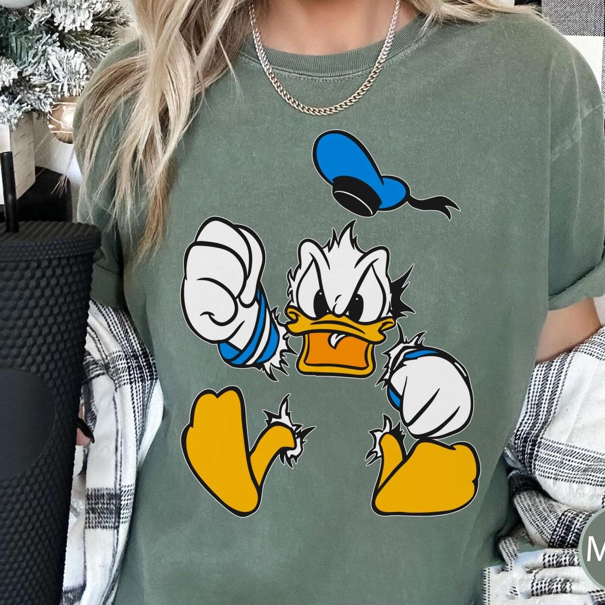 Two Sided Grumpy Donald Duck Front And Back Shirt 4