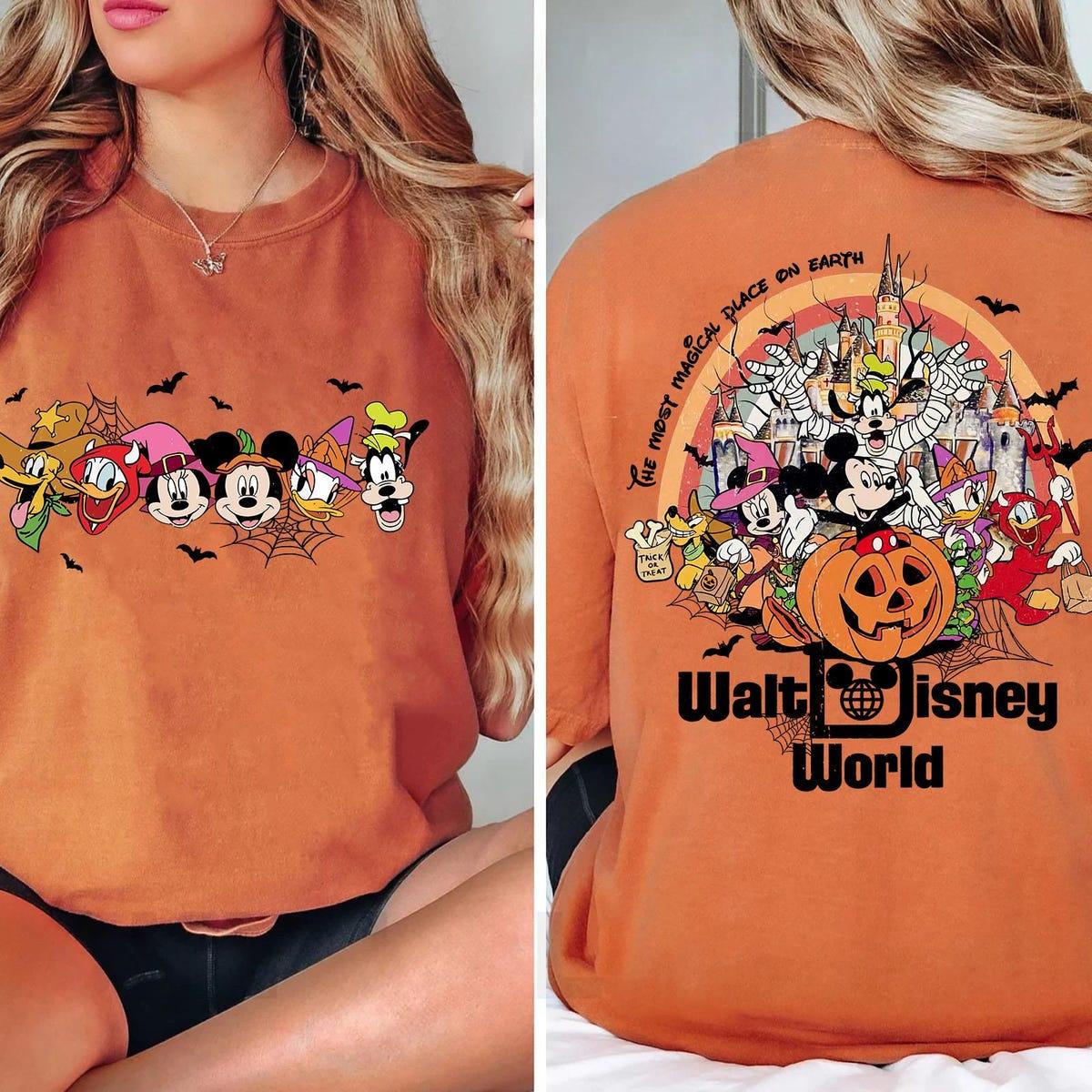 Two Sided Mickey And Friends Halloween Costume Shirt 1