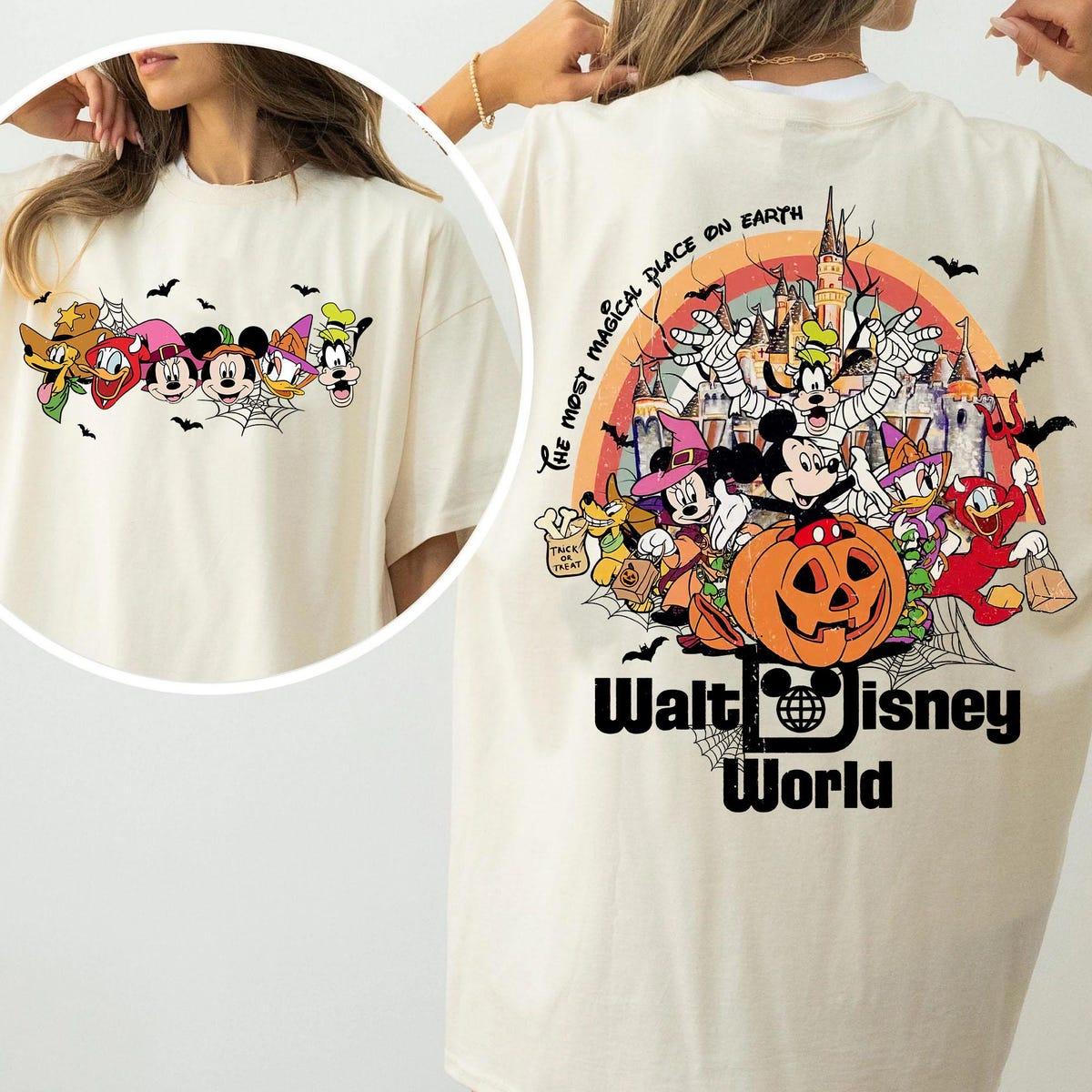 Two Sided Mickey And Friends Halloween Costume Shirt 3