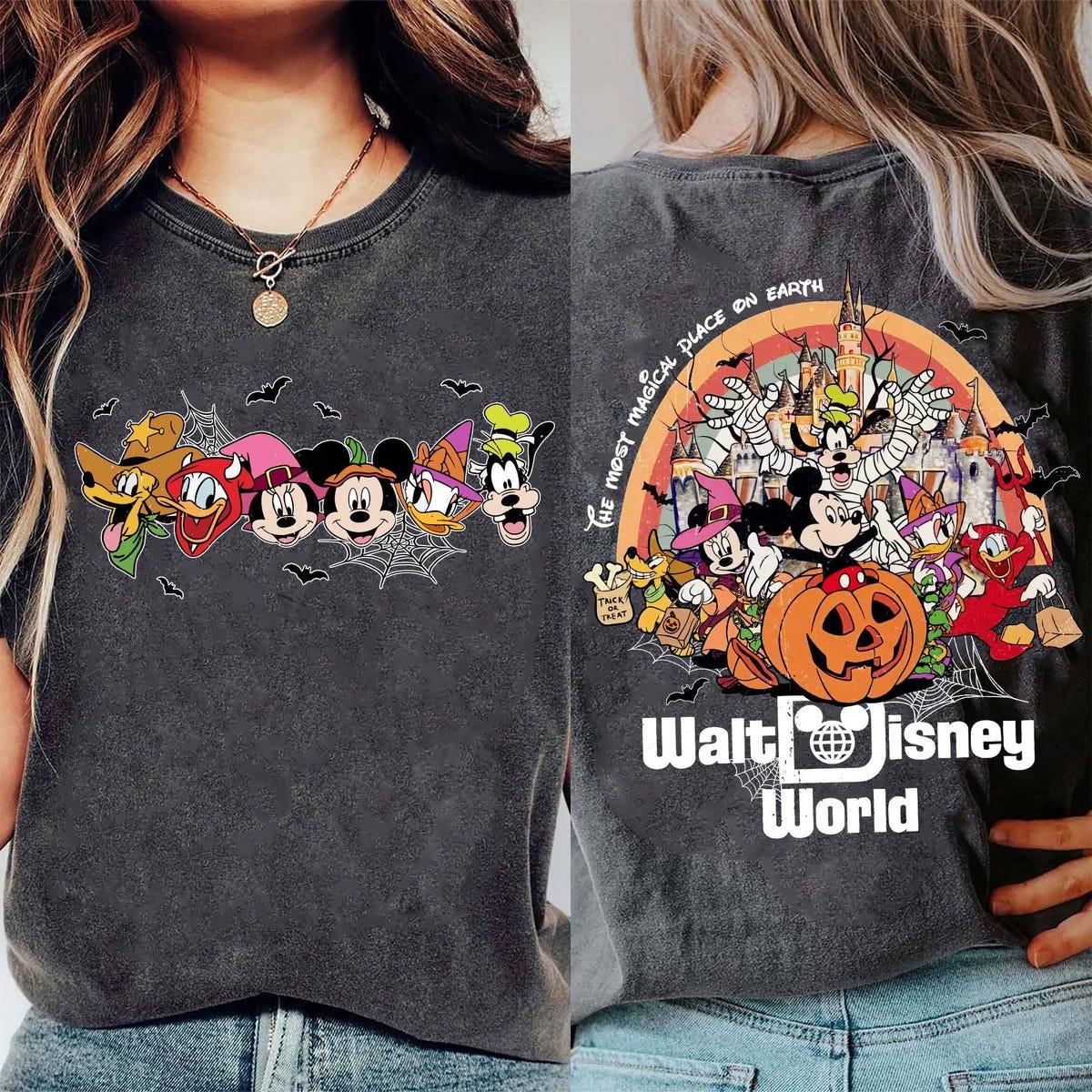 Two Sided Mickey And Friends Halloween Costume Shirt 4