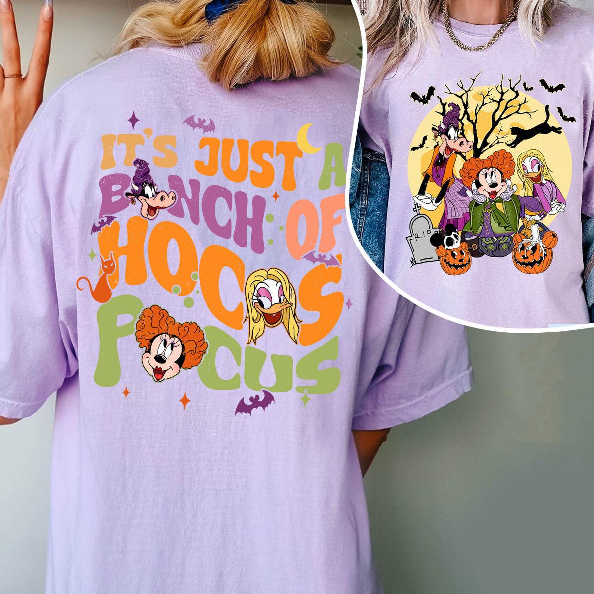 Two Sided Minnie Daisy Clarabelle Cow Witch Justs A Bunch Of Hocus Pocus Shirt 1