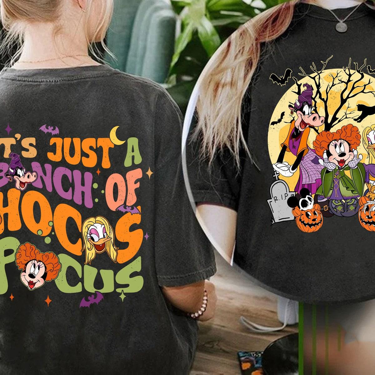 Two Sided Minnie Daisy Clarabelle Cow Witch Justs A Bunch Of Hocus Pocus Shirt 2