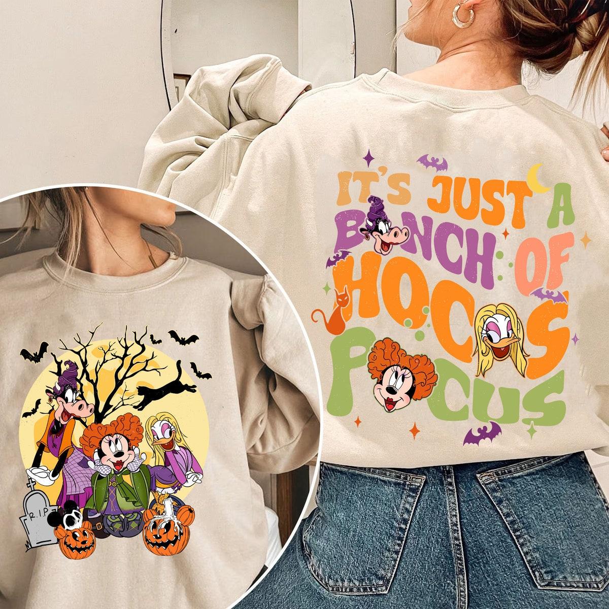 Two Sided Minnie Daisy Clarabelle Cow Witch Justs A Bunch Of Hocus Pocus Shirt 3