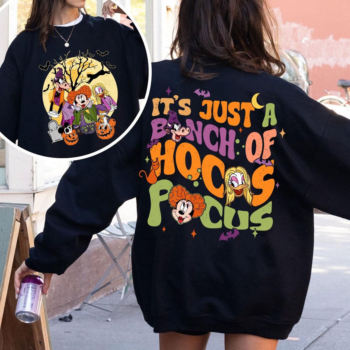 Two Sided Minnie Daisy Clarabelle Cow Witch Justs A Bunch Of Hocus Pocus Shirt 4