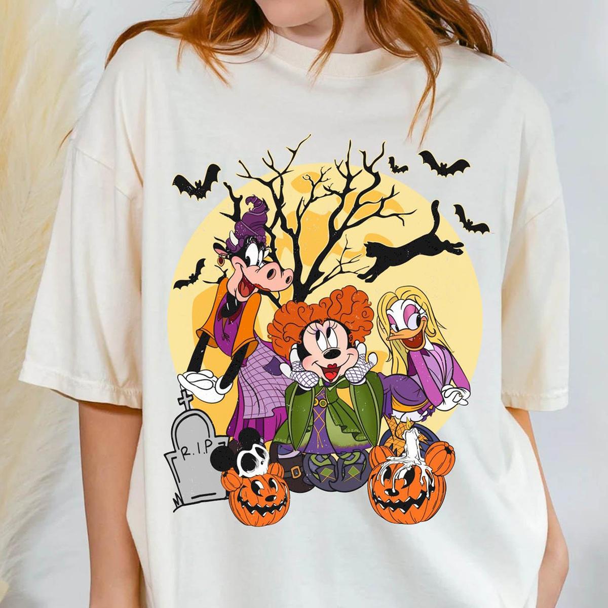 Two Sided Minnie Daisy Clarabelle Cow Witch Justs A Bunch Of Hocus Pocus Shirt 5