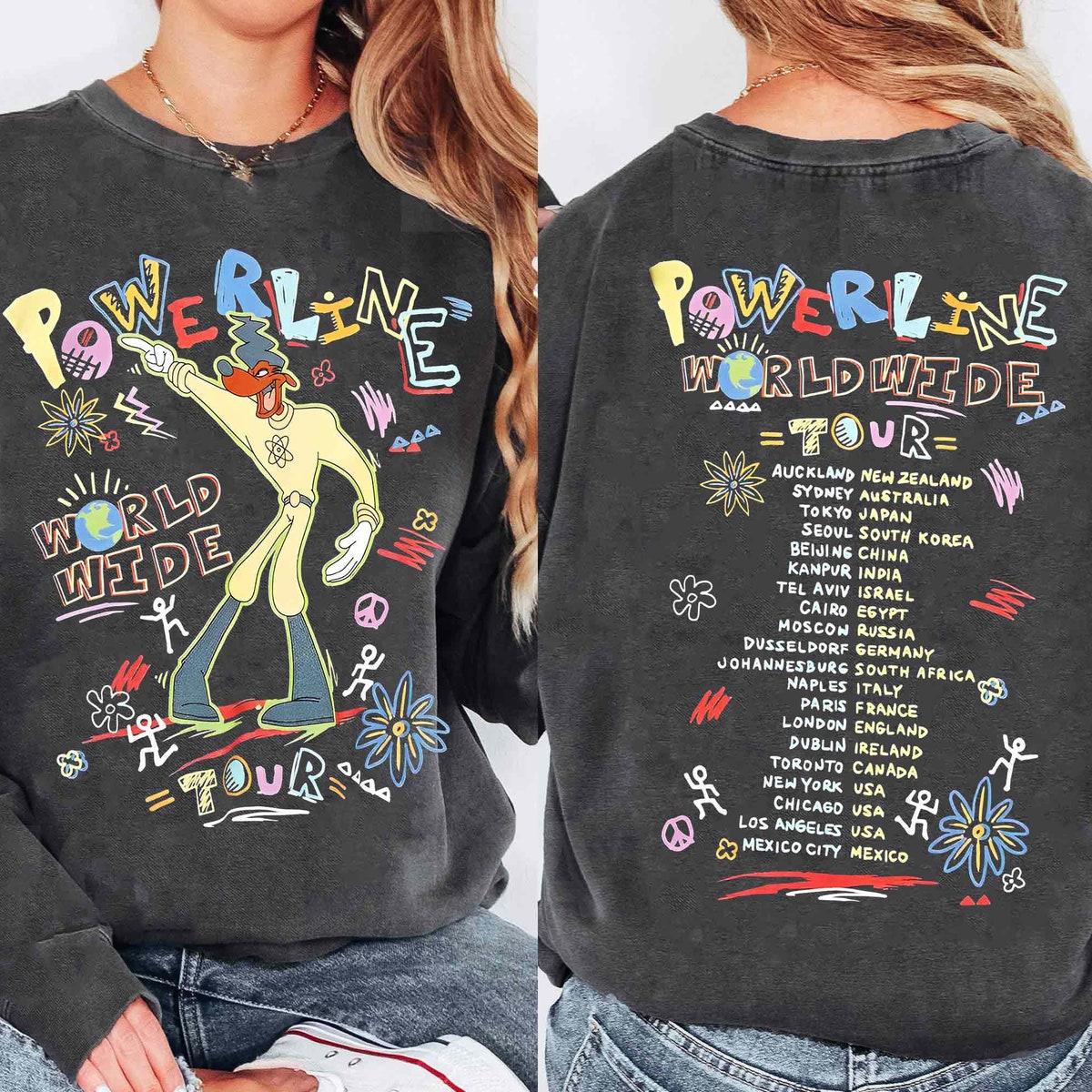 Two Sided Powerline World Wide Tour Disney A Goofy Movie Shirt 3