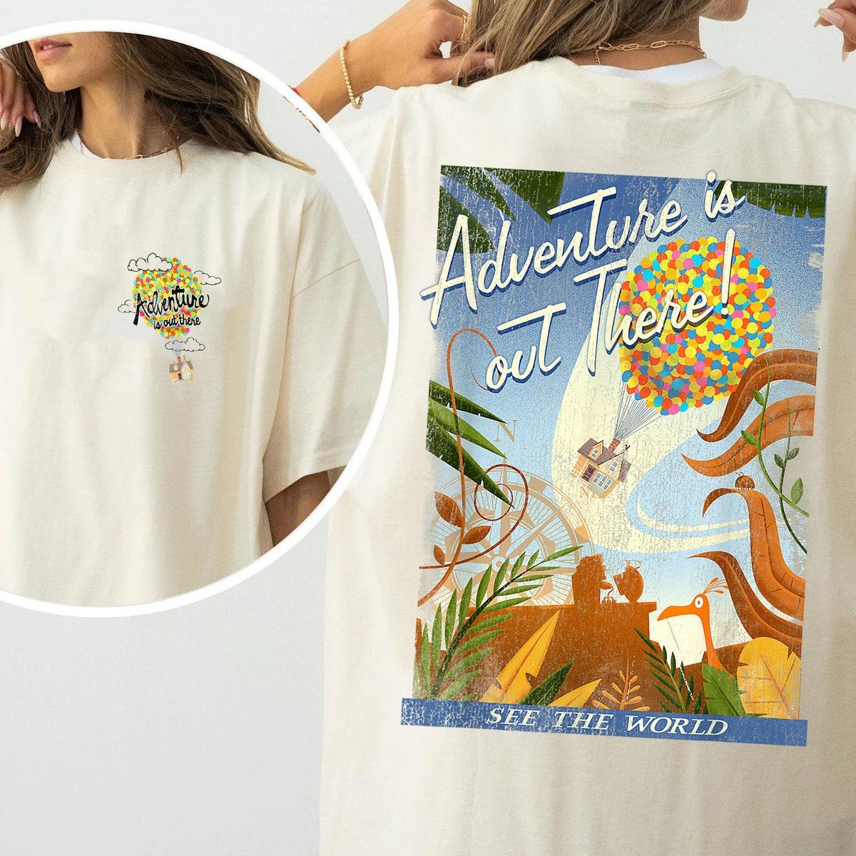 Two Sided Up Adventure Is Out There Balloon House Disney Pixar Shirt 1