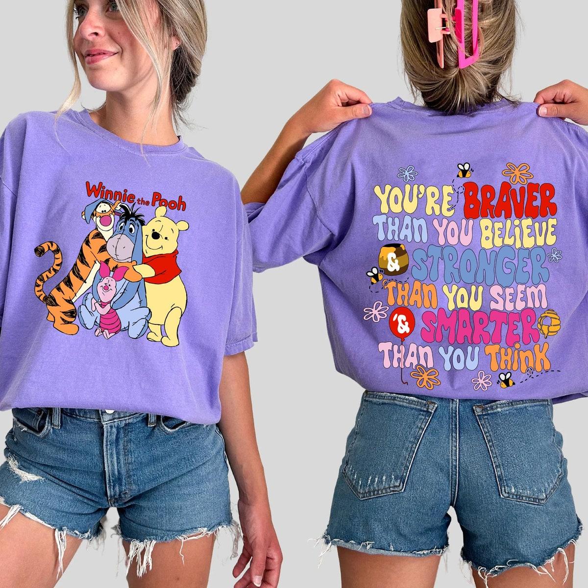 Two Sided Winnie The Pooh Group Shot Hug You're Braver Than You Believe Shirt 2