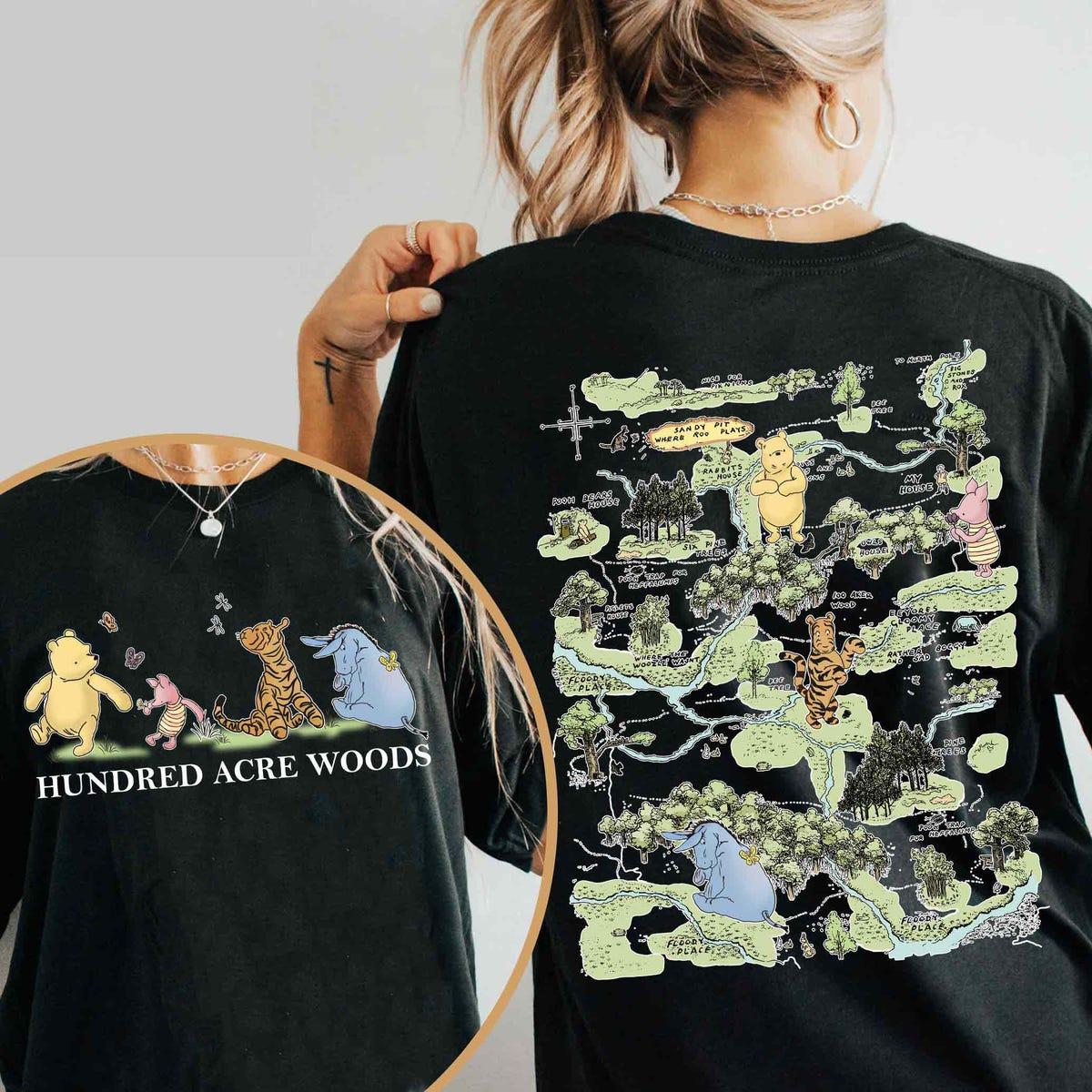 Two Sided Winnie The Pooh Honey Co Hundred Acre Wood Map Shirt 2