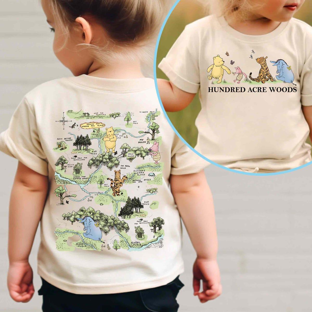 Two Sided Winnie The Pooh Honey Co Hundred Acre Wood Map Shirt 3