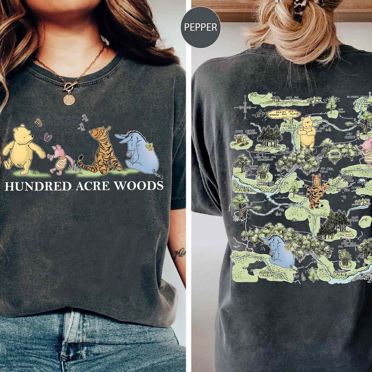 Two Sided Winnie The Pooh Honey Co Hundred Acre Wood Map Shirt 4