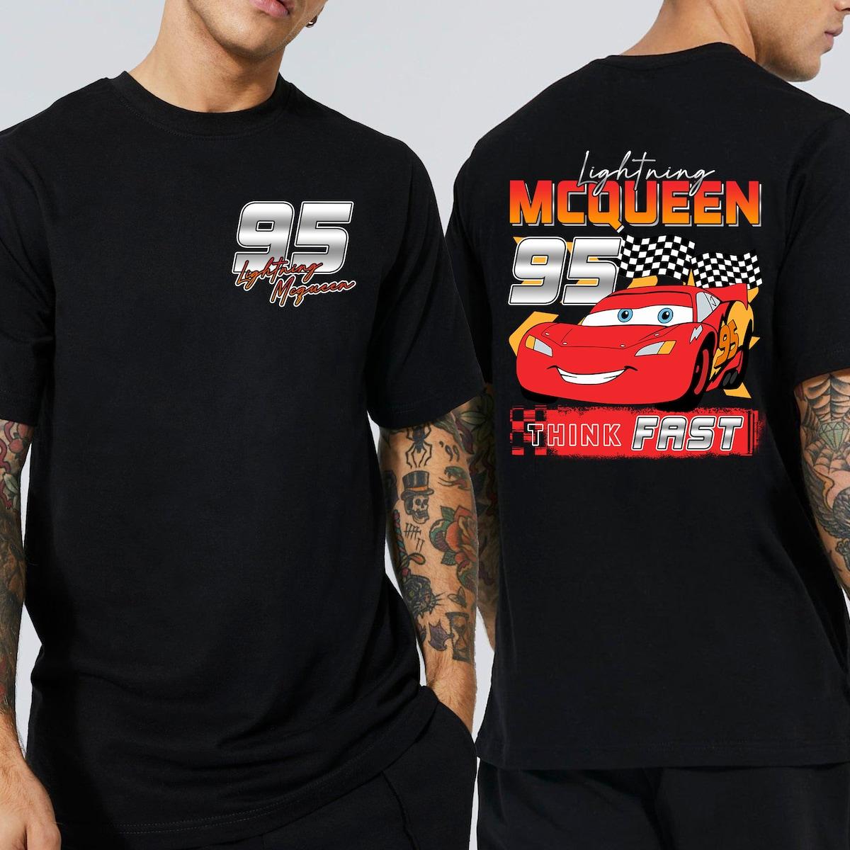 Two sided Lightning Mcqueen 95 Think Fast Vintage Shirt 1