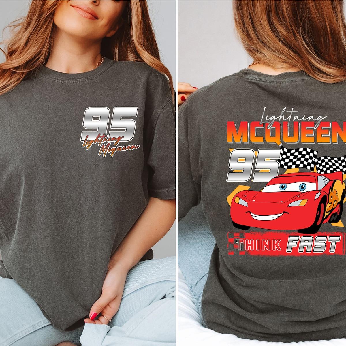 Two sided Lightning Mcqueen 95 Think Fast Vintage Shirt 3