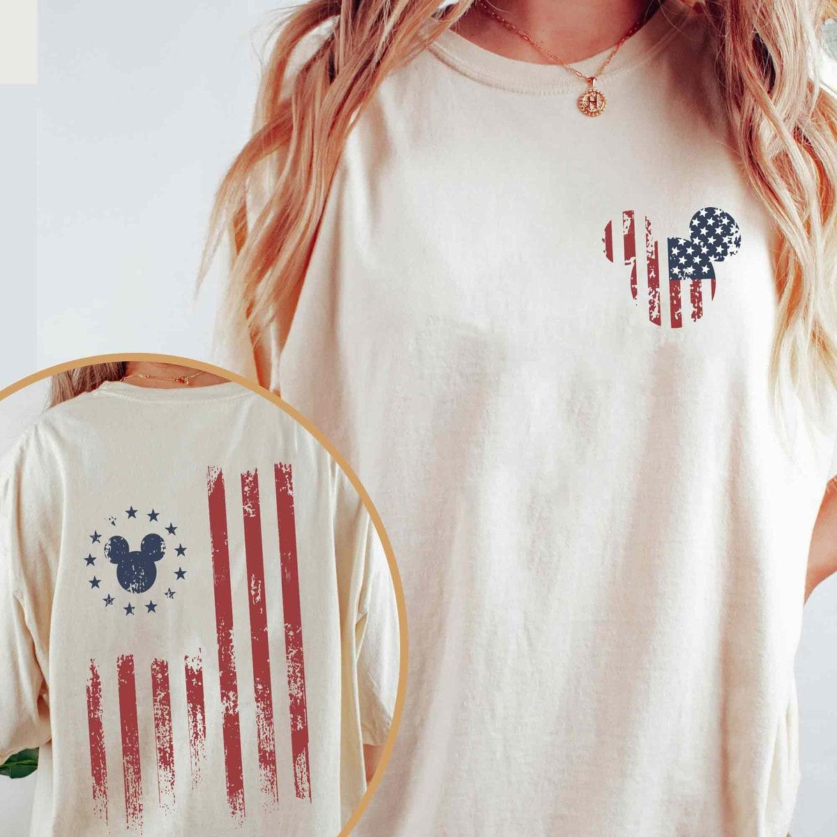 Two sided Mickey Mouse Usa Flag Shirt 1