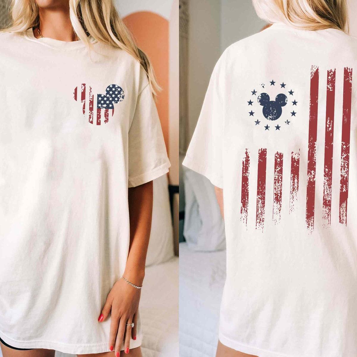 Two sided Mickey Mouse Usa Flag Shirt 2