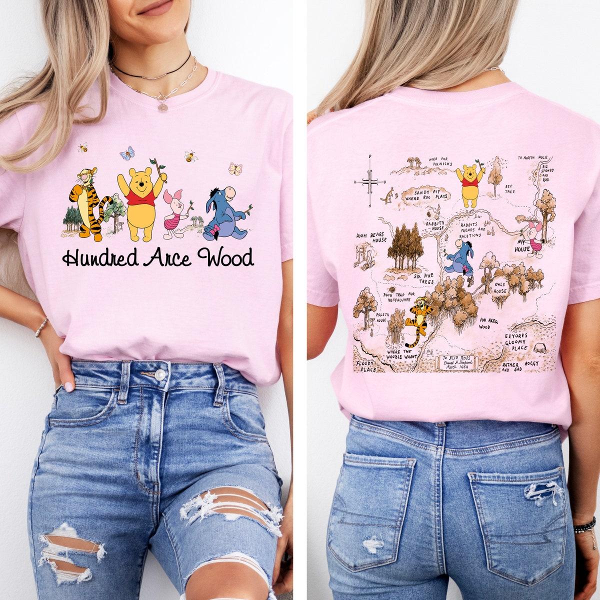 Two sided Vintage Retro Winnie The Pooh Hundred Arce Wood Shirt 1