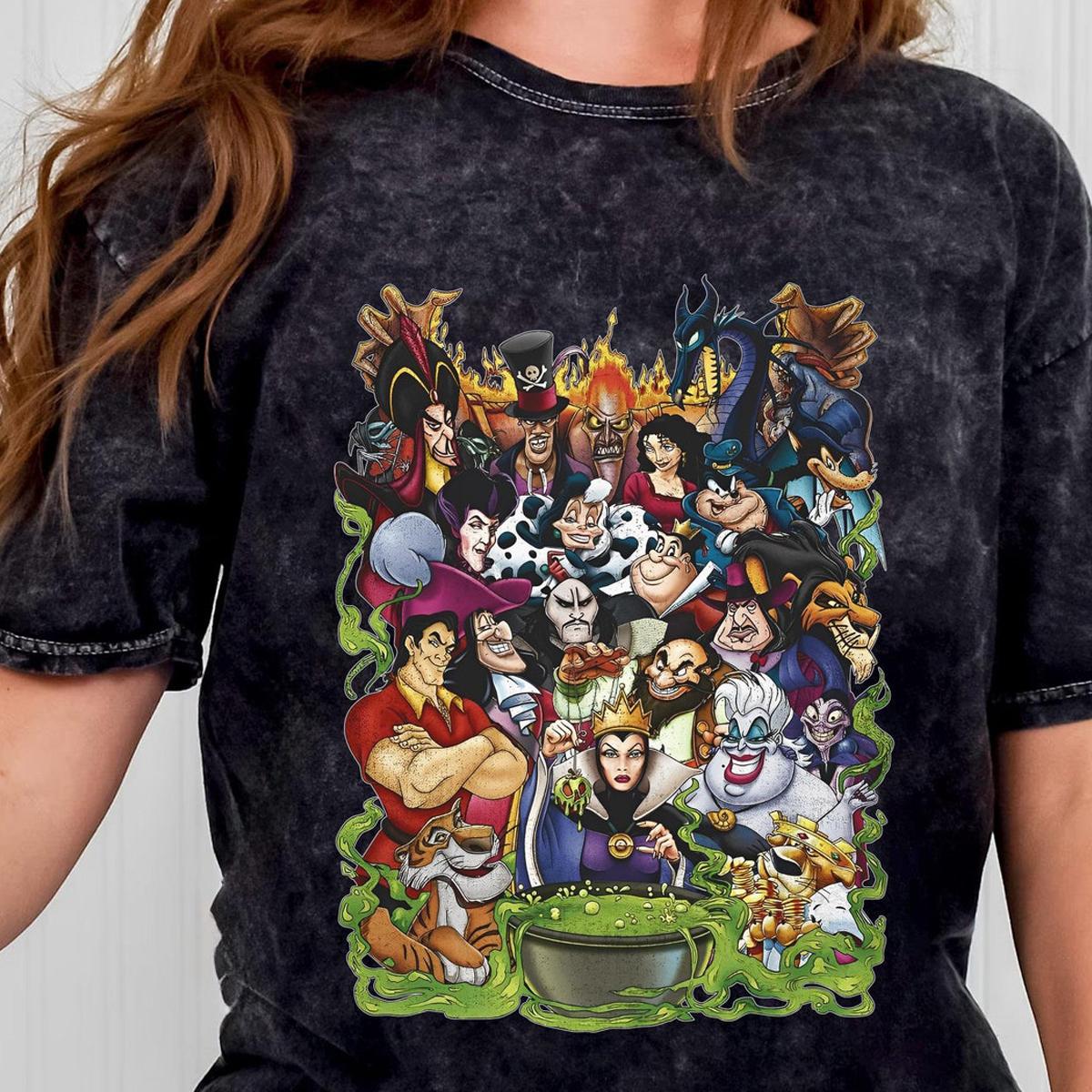 Villains Group Collage Gaston Ursula Maleficent Hades Scar Hook Shirt 7