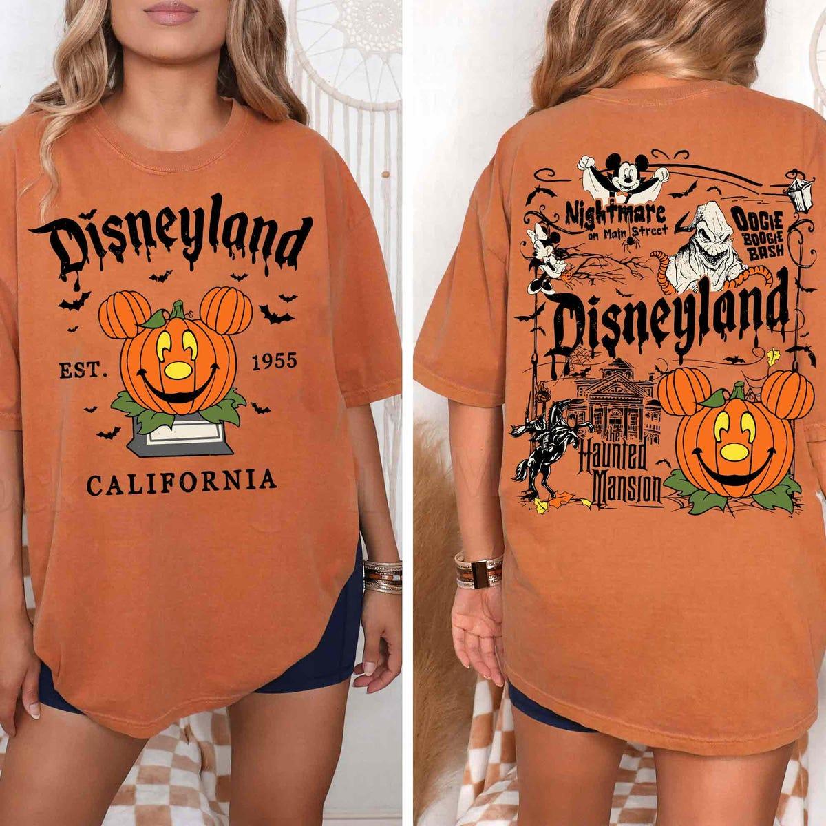 Vintage 2 Sided Disney Pumpkin Mickey Halloween Party Shirt 4