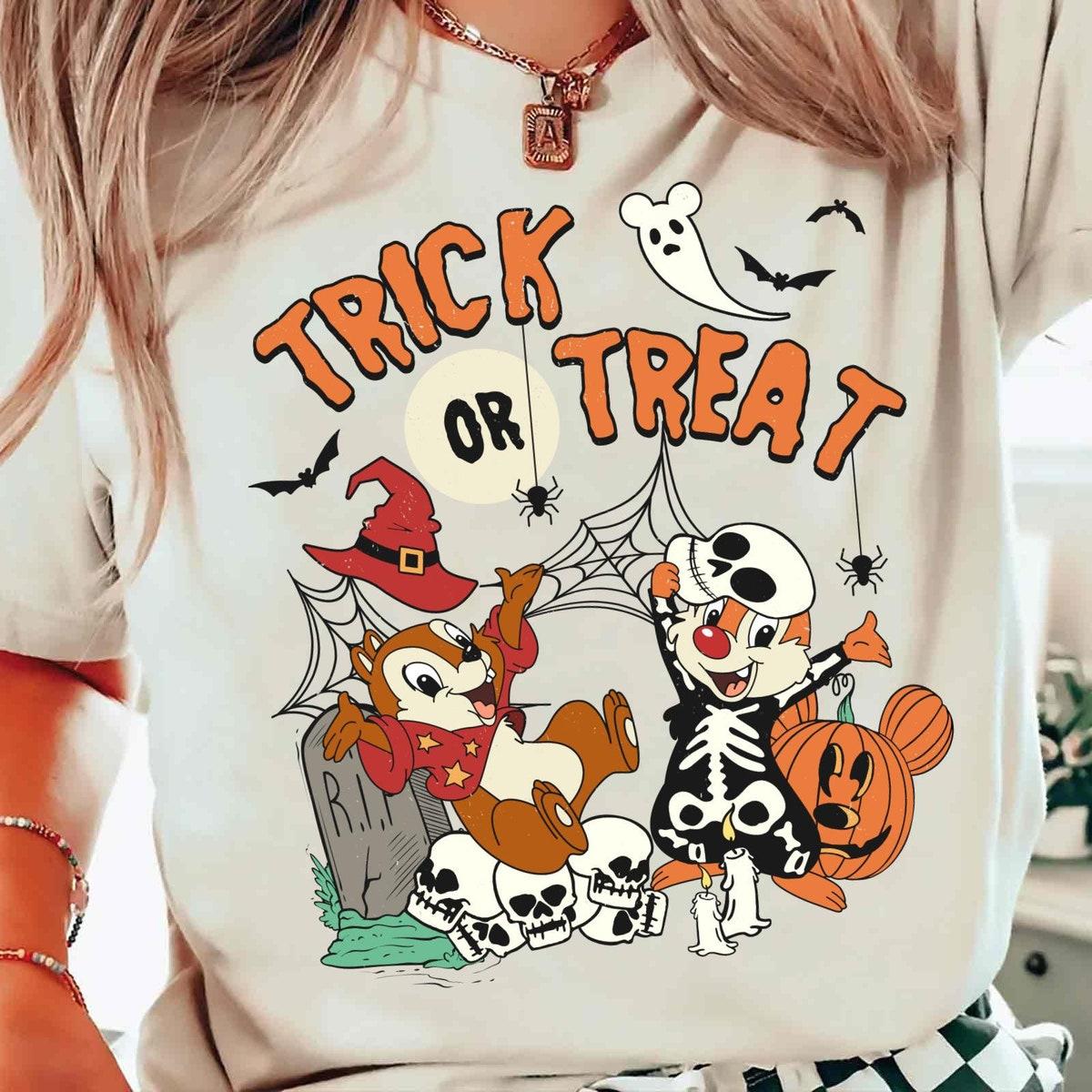 Vintage Chip N Dale Trick Or Treat Halloween Couple Matching Shirt 3