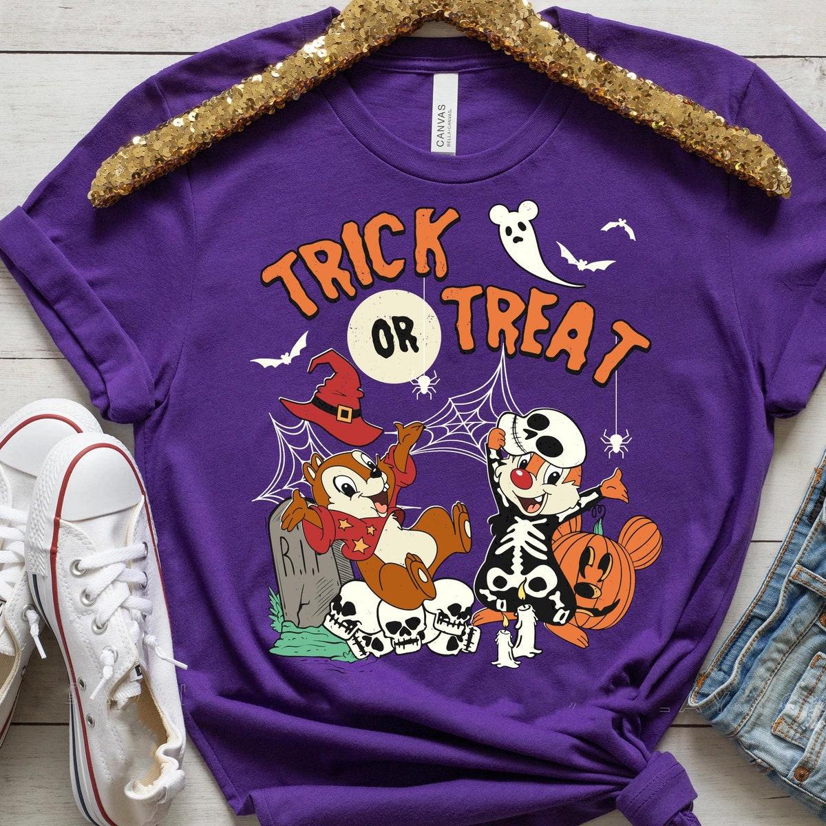 Vintage Chip N Dale Trick Or Treat Halloween Couple Matching Shirt 4