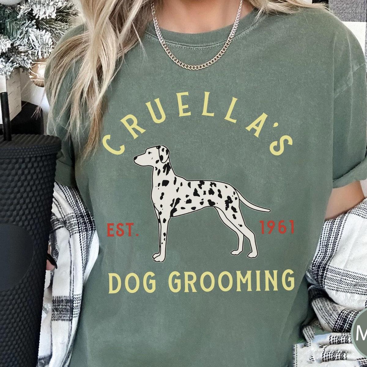 Vintage Cruellas Dog Grooming 101 Dalmatians Shirt 4