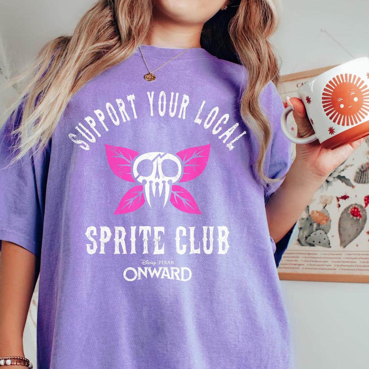 Vintage Disney Onward Support Your Local Sprite Club Shirt 4