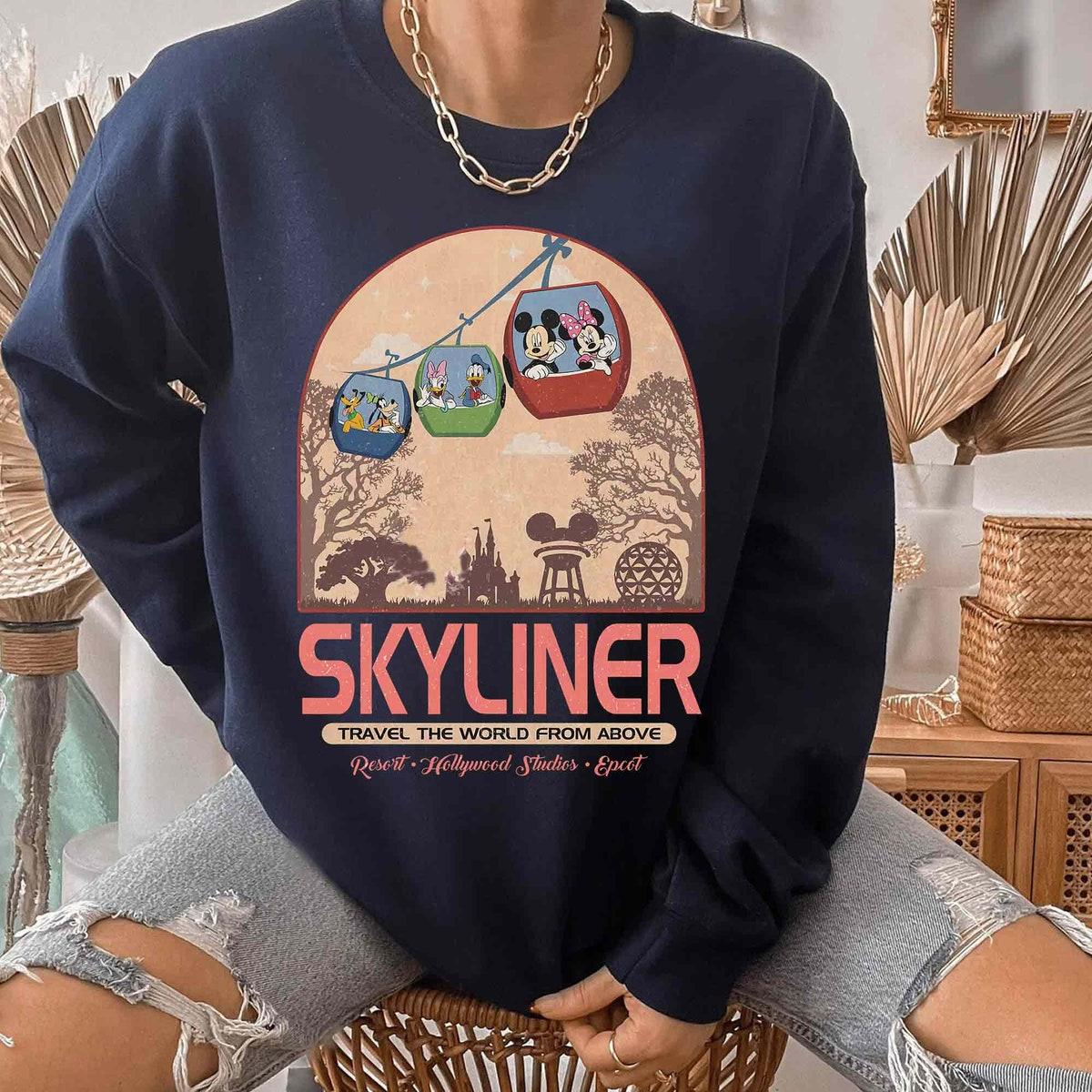 Vintage Mickey And Friends Skyliner Travel The World From Above Walt Shirt 3