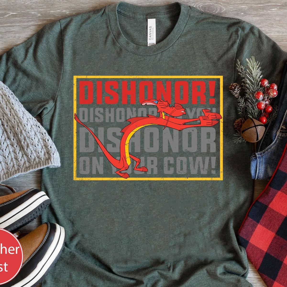 Vintage Mushu Dragon Dishonor On Your Cow Shirt 5