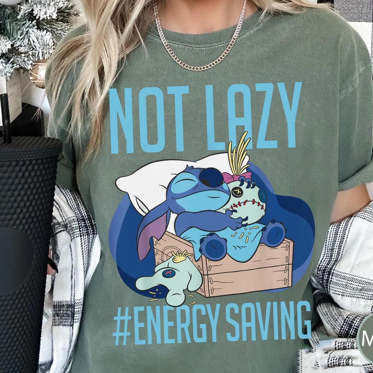 Vintage Stitch Not Lazy Energy Saving Lilo And Stitch Shirt 3