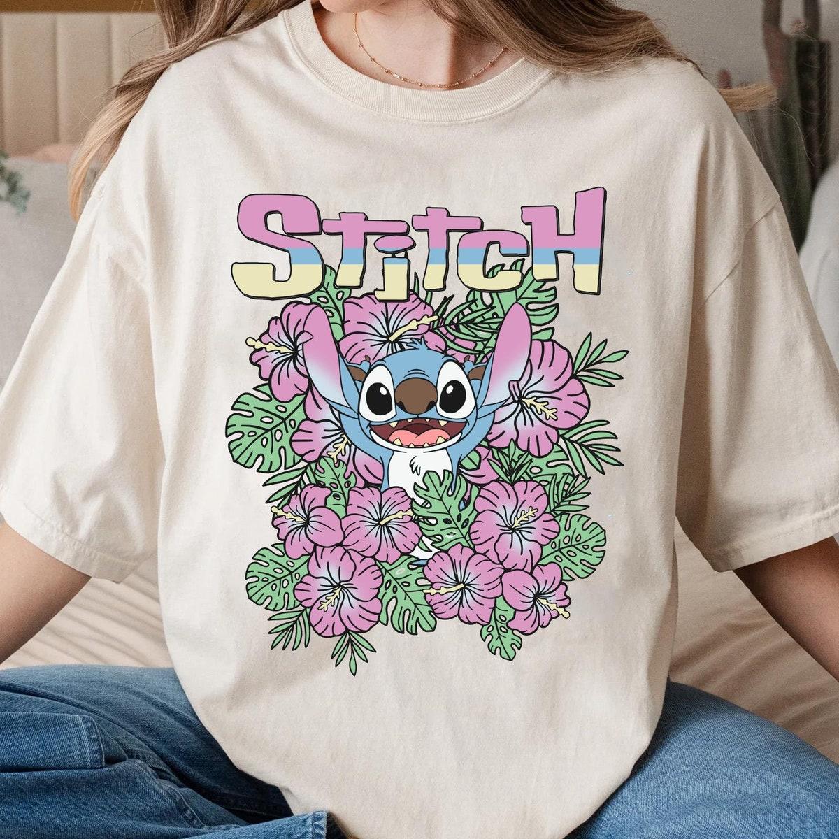 Vintage Stitch Ohana Aloha Floral Flower Disney Lilo And Stitch Shirt 1