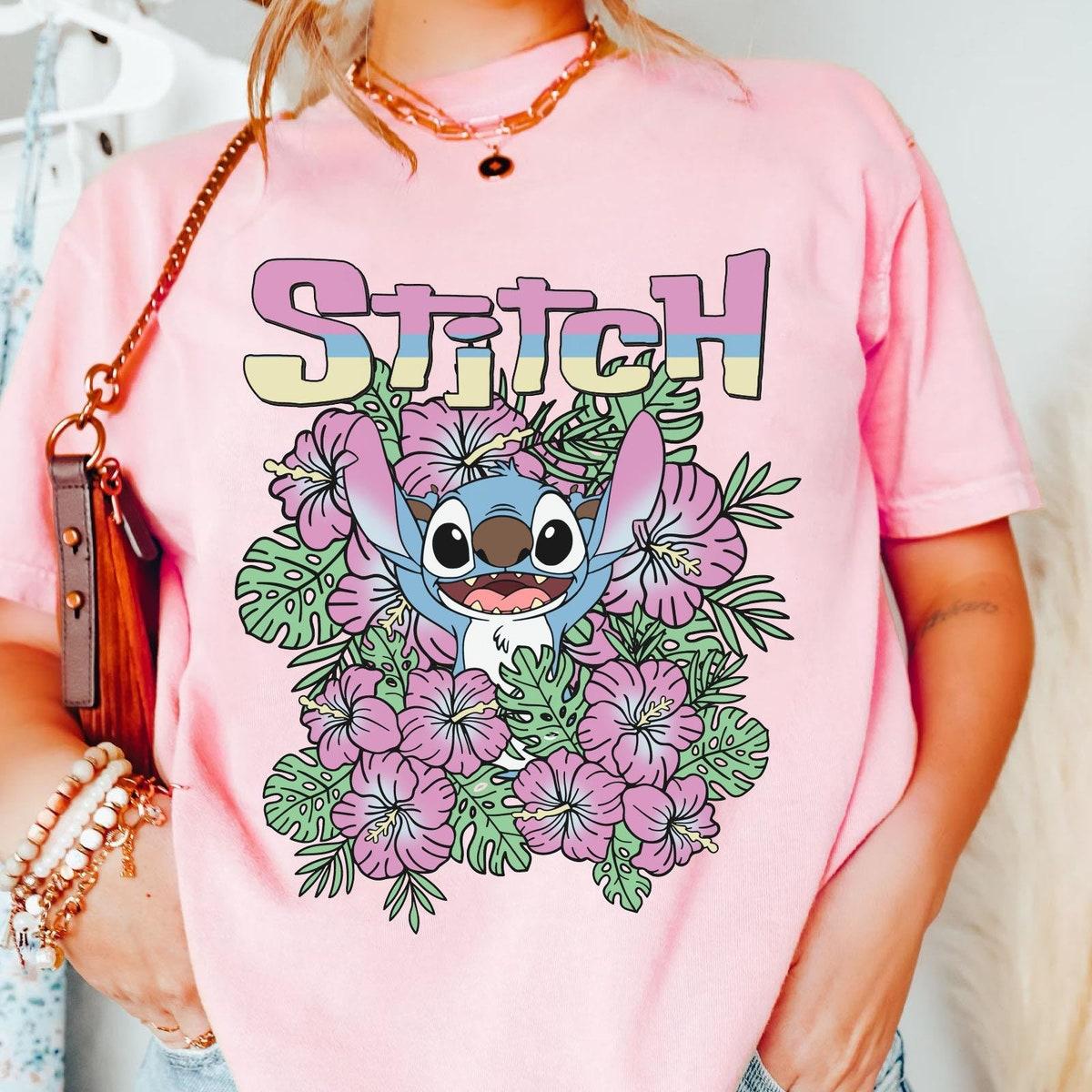 Vintage Stitch Ohana Aloha Floral Flower Disney Lilo And Stitch Shirt 2