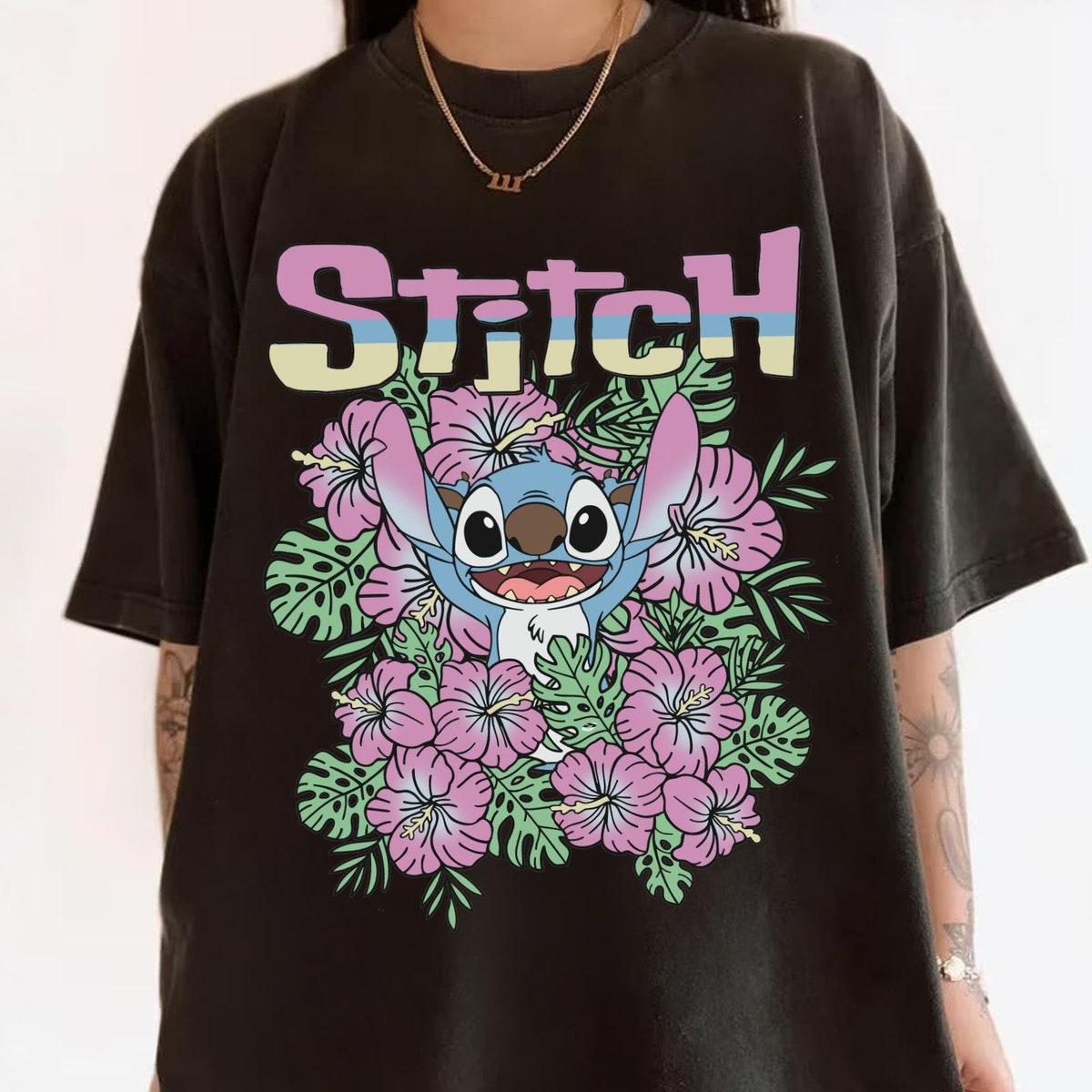 Vintage Stitch Ohana Aloha Floral Flower Disney Lilo And Stitch Shirt 3