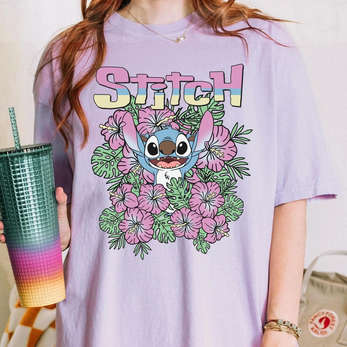 Vintage Stitch Ohana Aloha Floral Flower Disney Lilo And Stitch Shirt 4