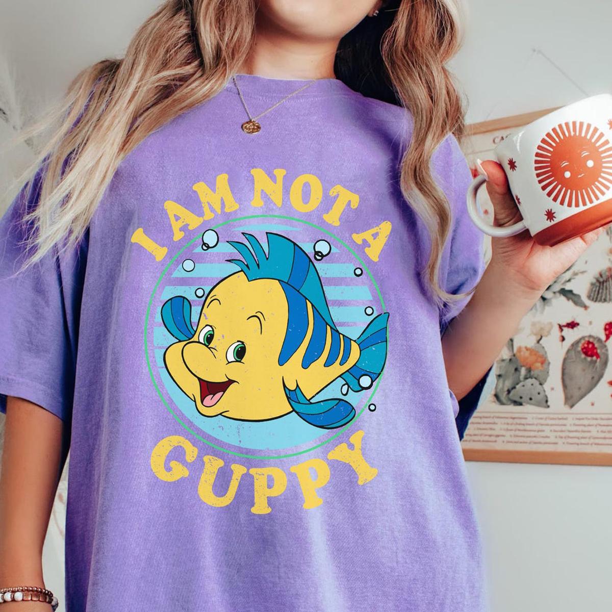 Vintage The Little Mermaid Flounder I Am Not A Guppy Shirt 2