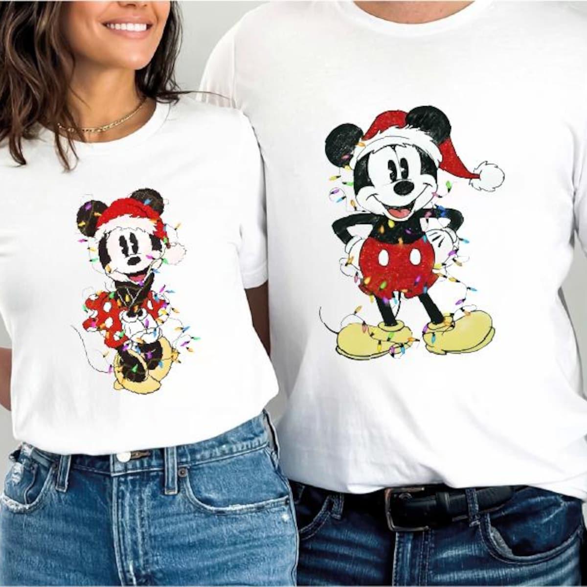 Walt Disney World Mickey Minnie Disney Couples Matching Christmas Shirt 2