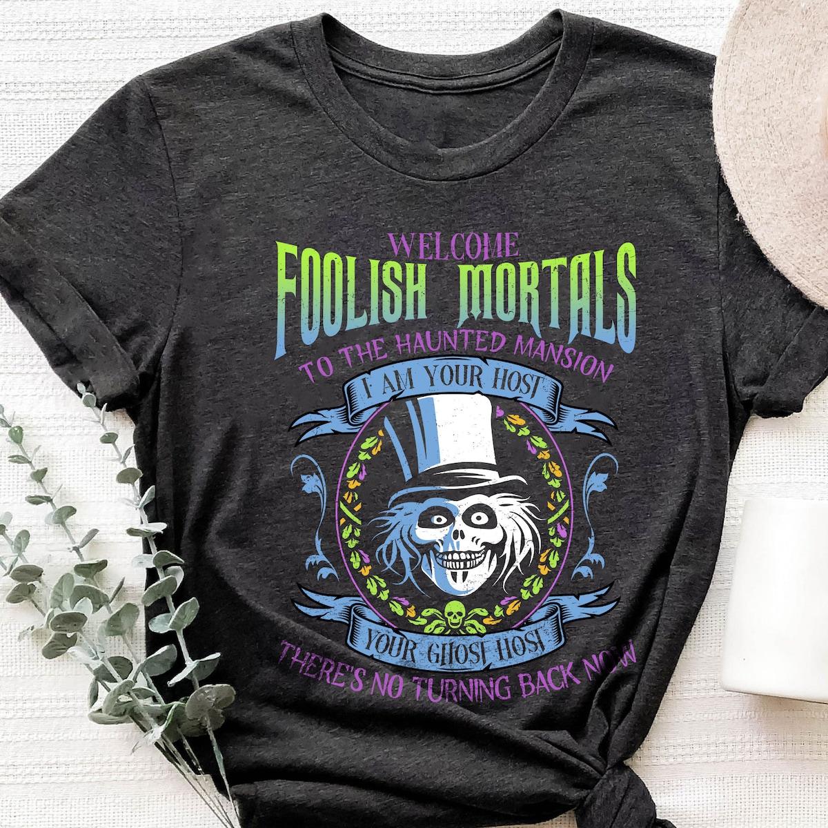 Welcome Foolish Mortals The Haunted Mansion Hatbox Ghost I Am Your Ghost Host Shirt 3