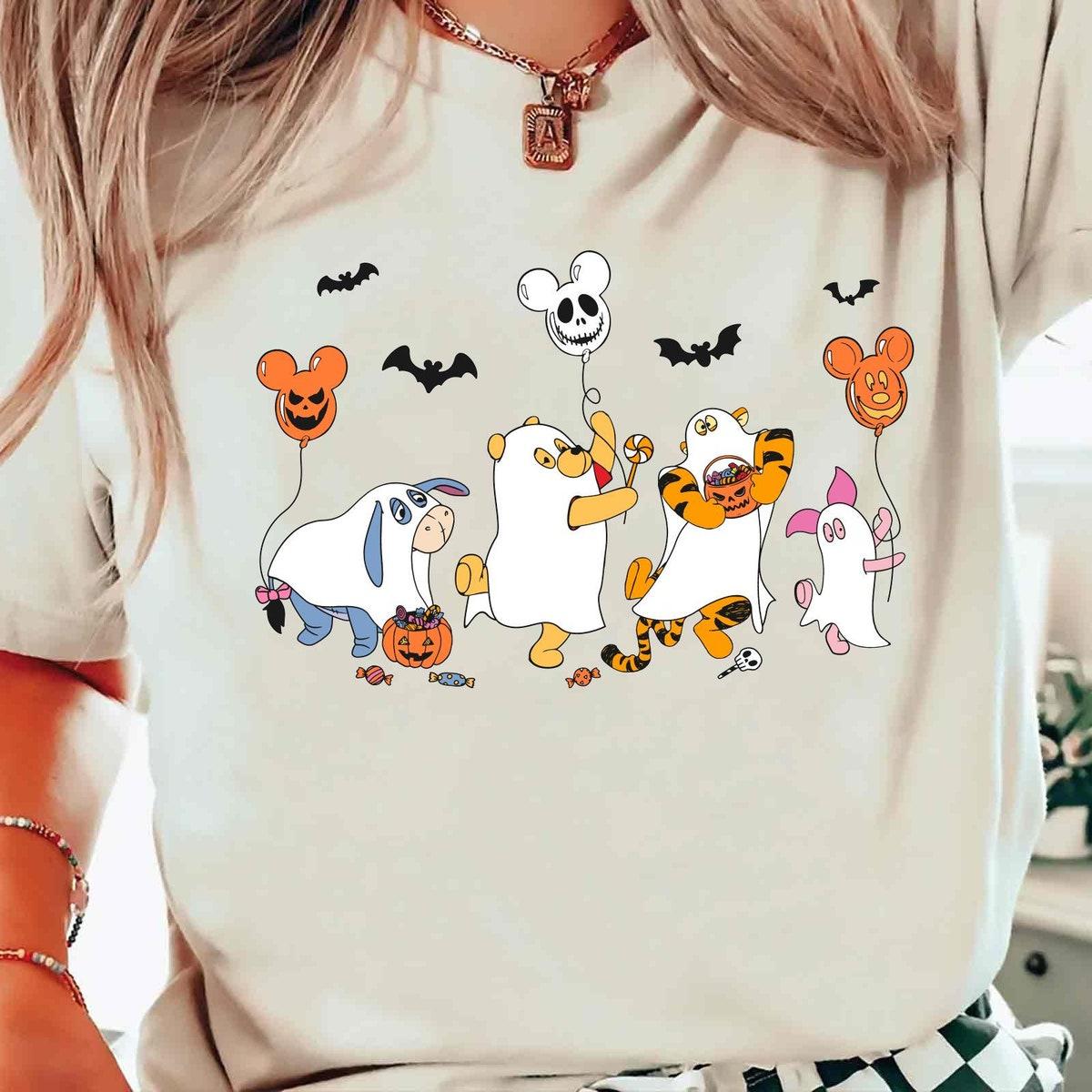 Winnie The Pooh Characters Halloween Boo Ghost Shirt 3