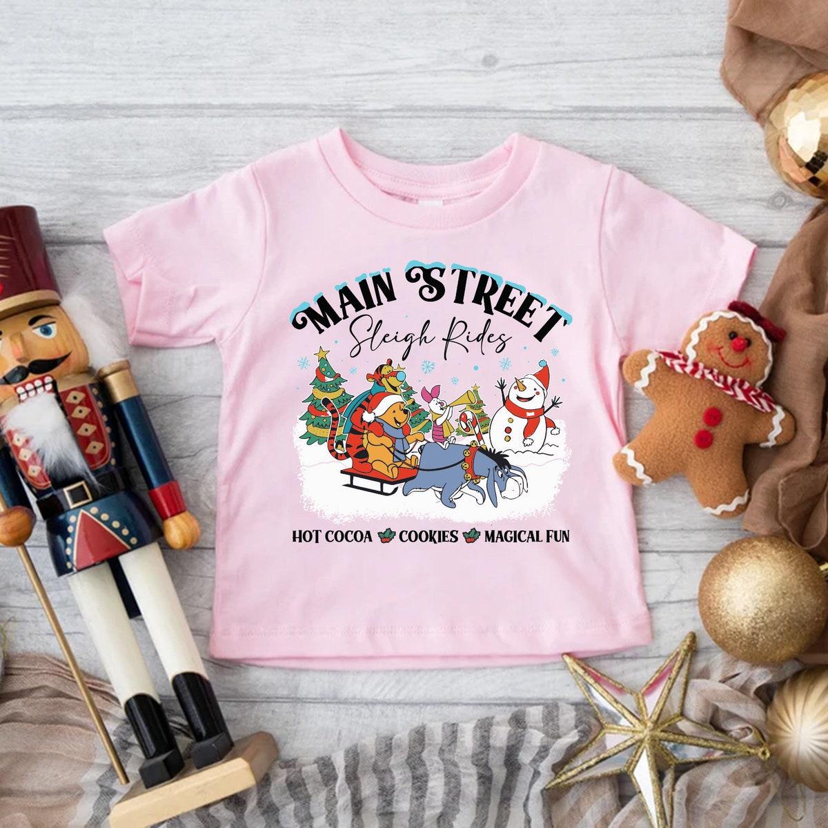 Winnie The Pooh Main Street Sleigh Rides Christmas Shirt 3