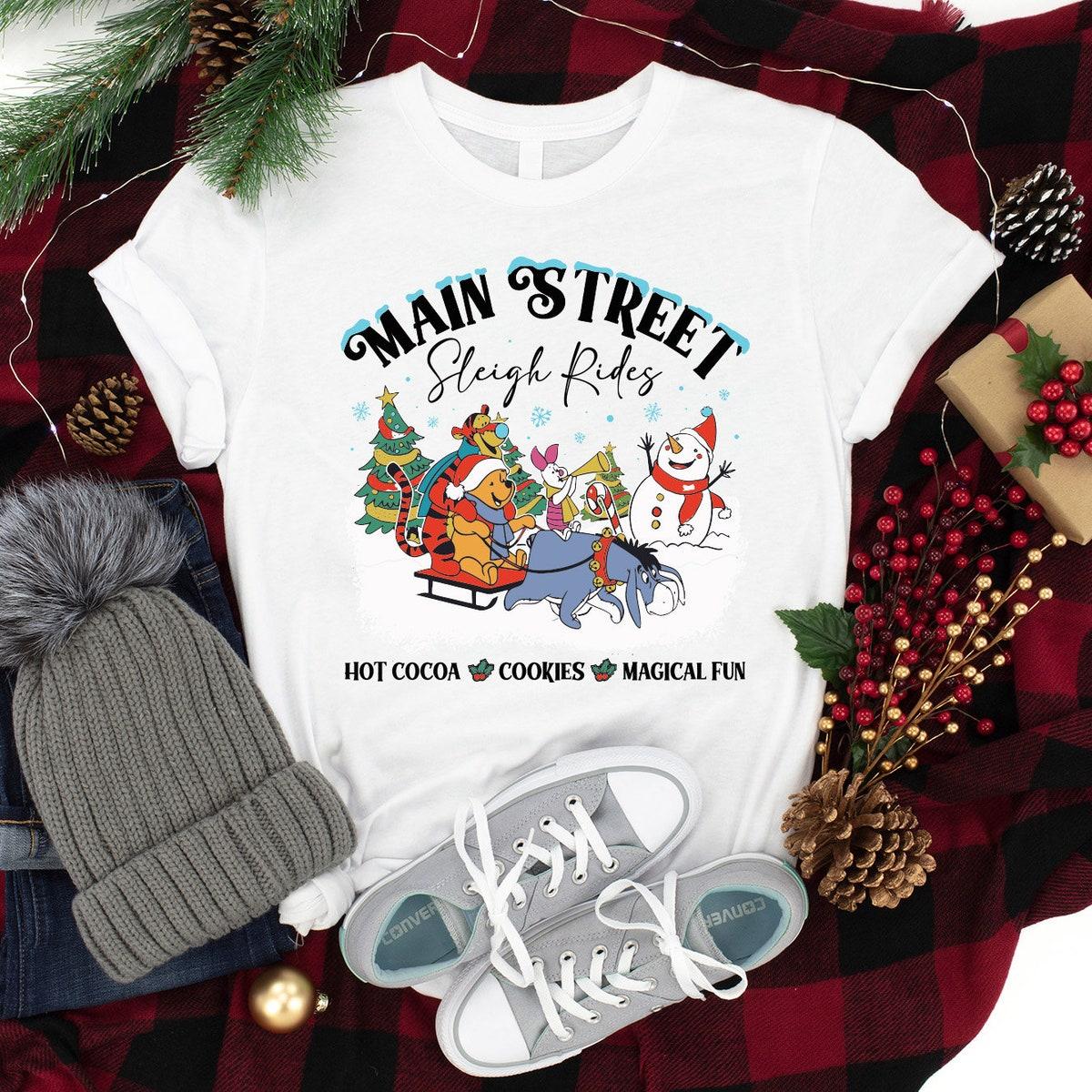 Winnie The Pooh Main Street Sleigh Rides Christmas Shirt 4