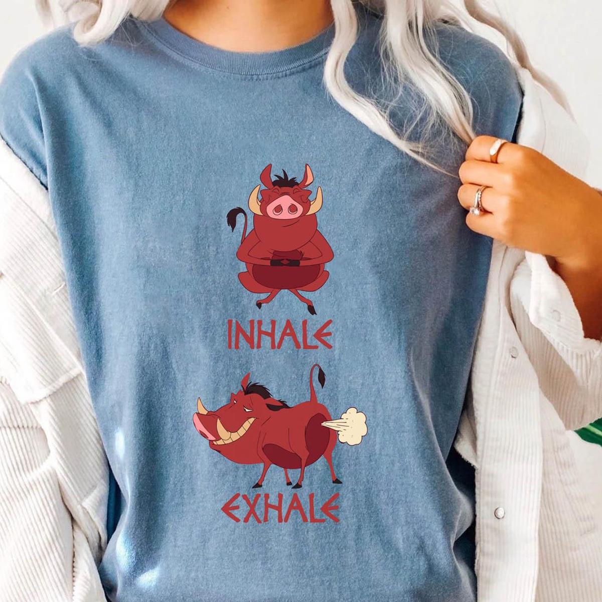 Yoga Pumbaa Inhale Exhale The Lion King Disney Shirt 3