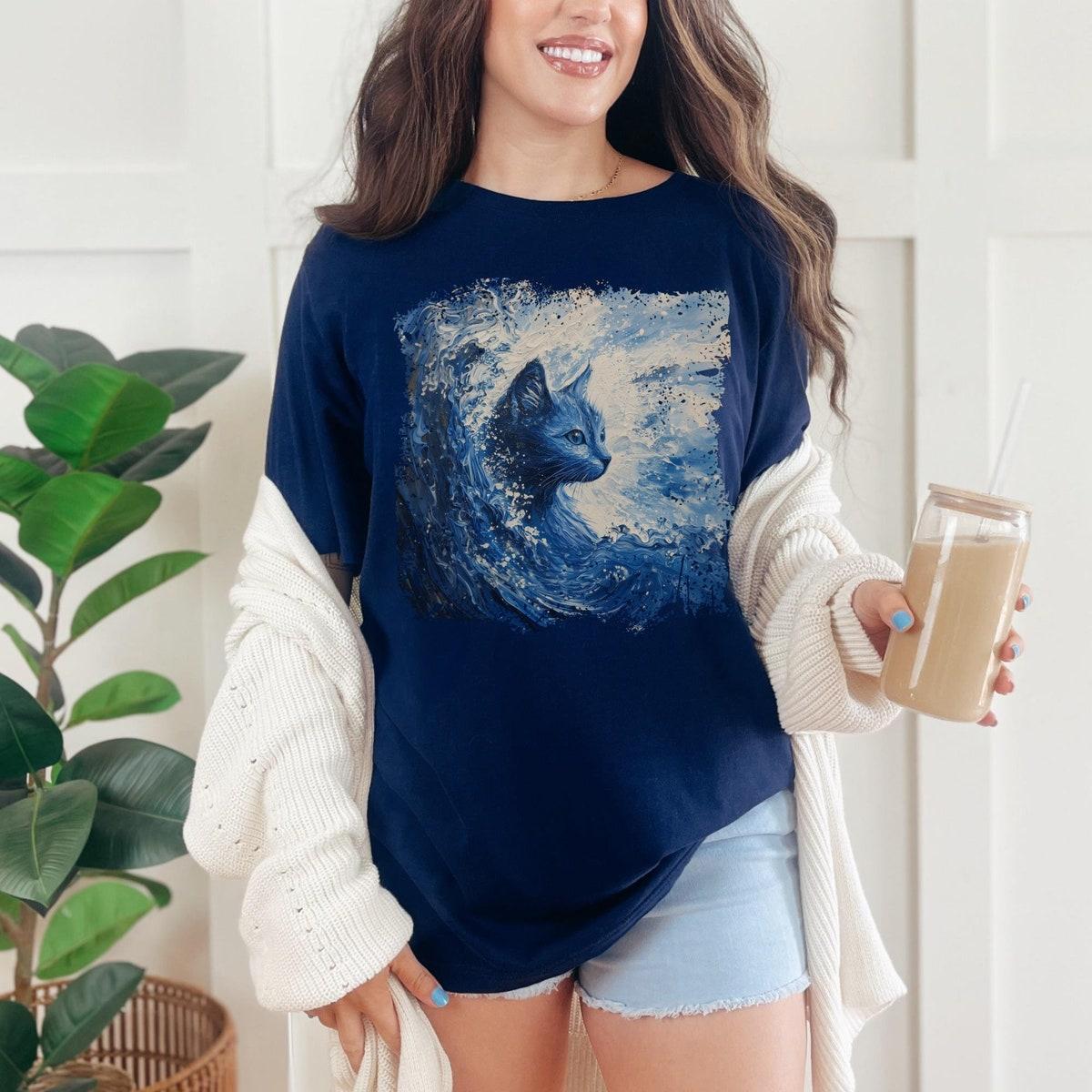 Blue Wave Cat Kamala Supporter Art Shirt 1