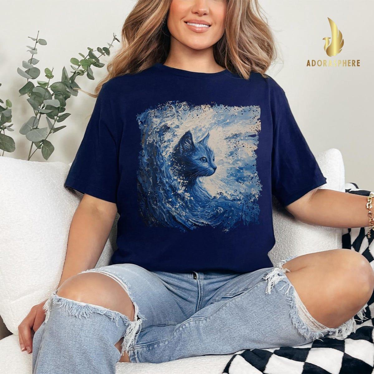 Blue Wave Cat Kamala Supporter Art Shirt 3