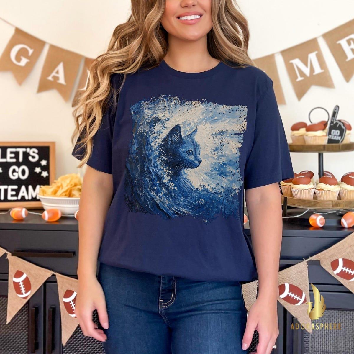 Blue Wave Cat Kamala Supporter Art Shirt 4